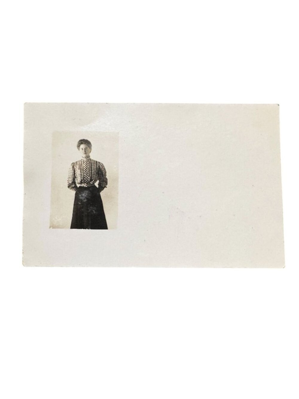 Vtg 1908 Postcard Black & White Portrait Of Victorian Edwardian Woman RPPC MN